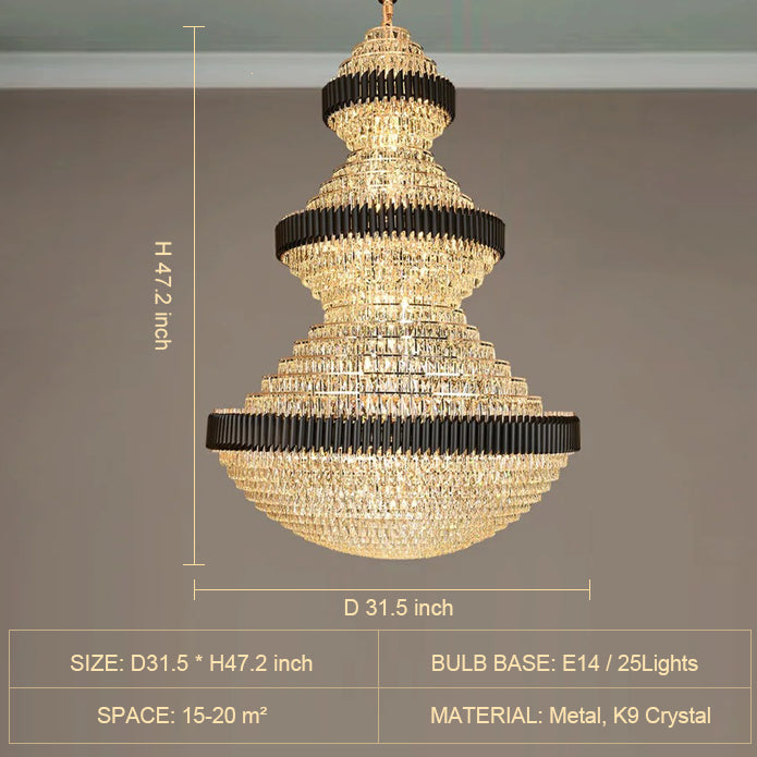 Lamer Lighting Grand Lumina Round Iron Crystal Chandelier - Background Shot