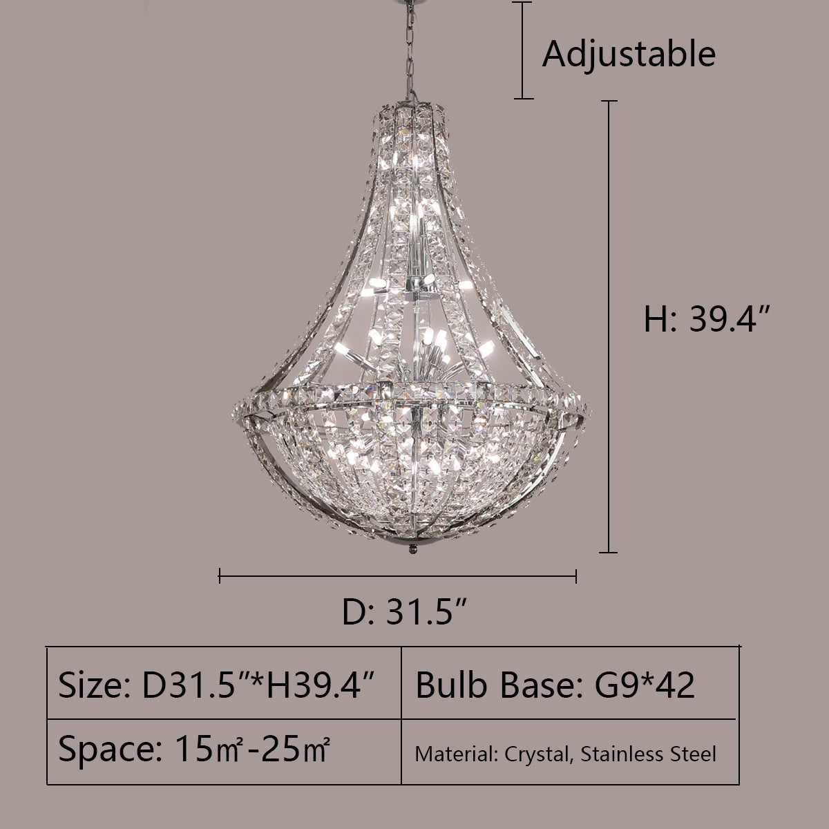 Lamer Lighting Grand Lumina K9 Crystal Chandelier - Background Shot