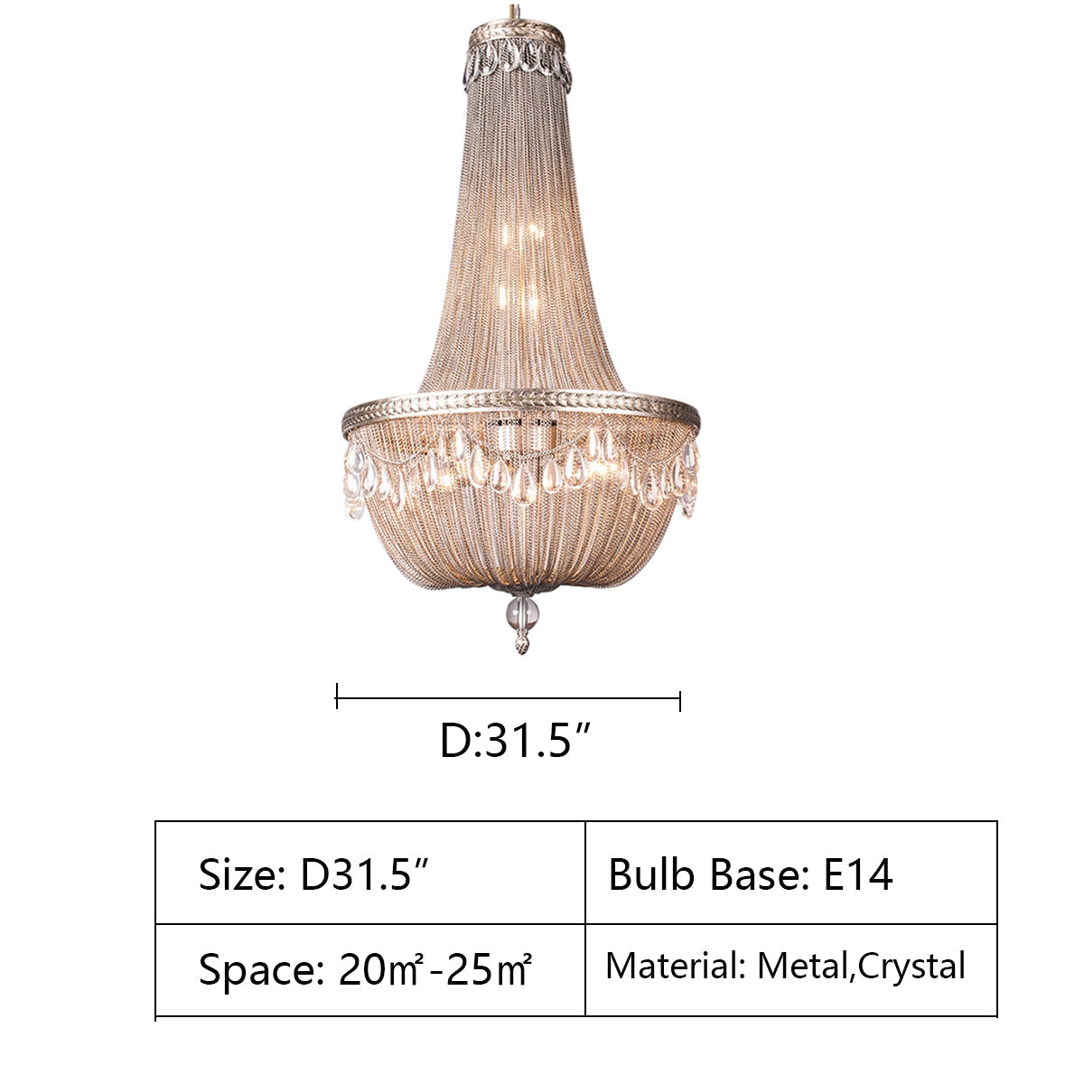 Lamer Lighting Grand Lumina Metal Art Crystal Chandelier - Background Shot