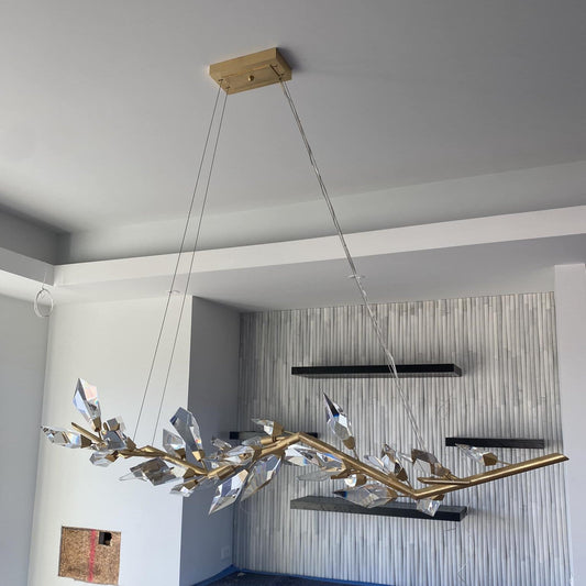 Modern Gold Faceted Crystal Round Chandelier, 35.5 Inch
