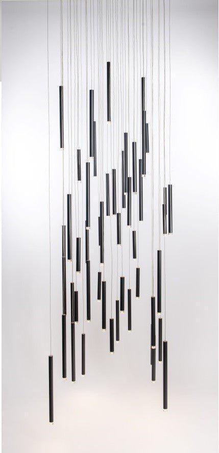 Bellini Square Tri-Tone Tubular Pendant Light Chandelier - Merlin Lamps