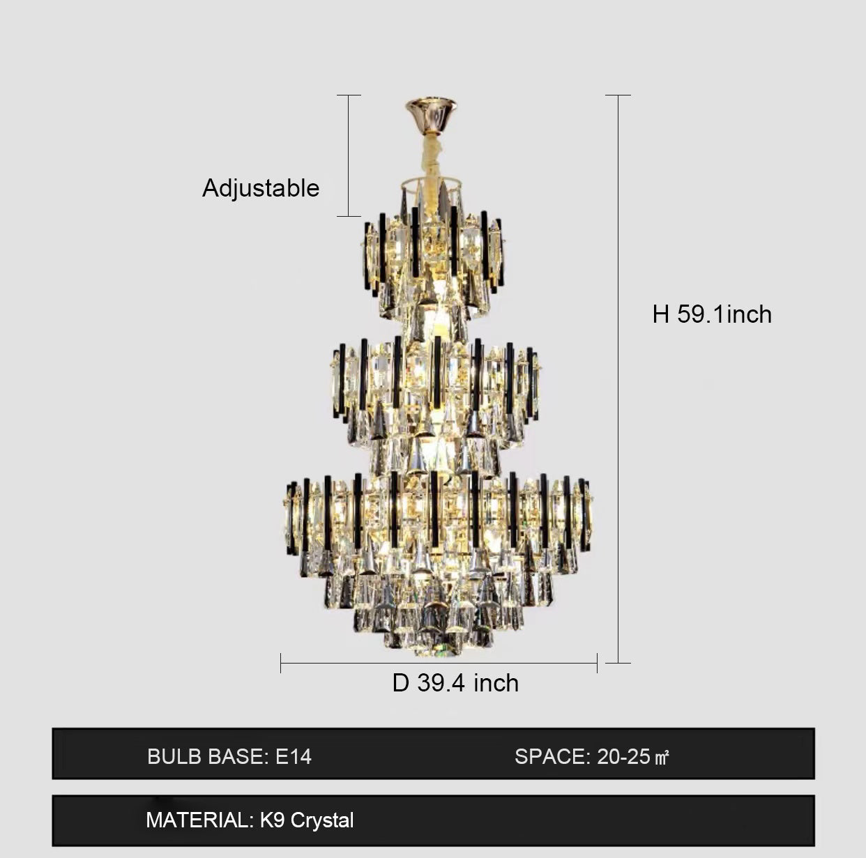 Lamer Lighting Grand Radiance Round Crystal Chandelier - Background Shot