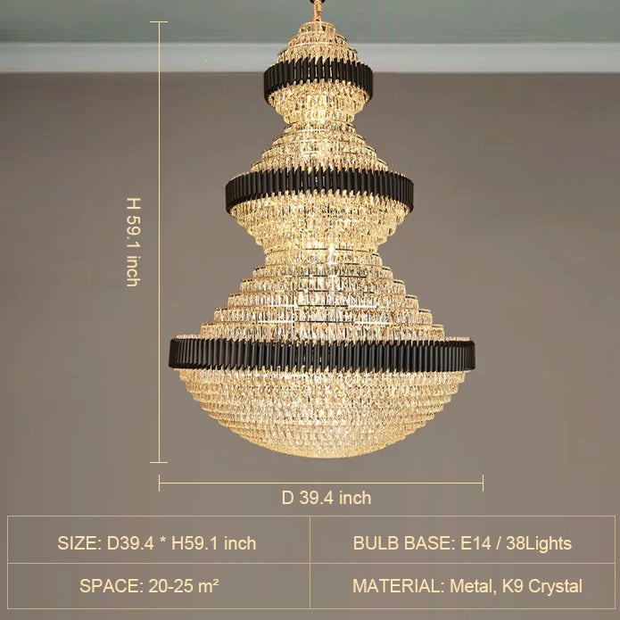Lamer Lighting Grand Lumina Round Iron Crystal Chandelier - Background Shot