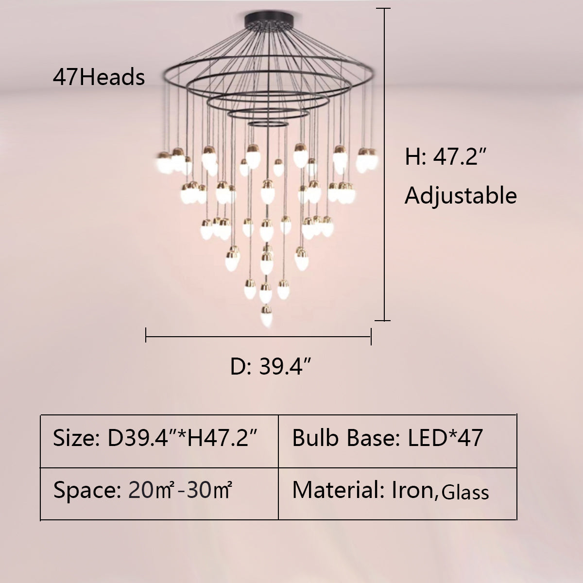 Lamer Lighting Veridian Cascade Multi-Tier Chandelier - Background Shot