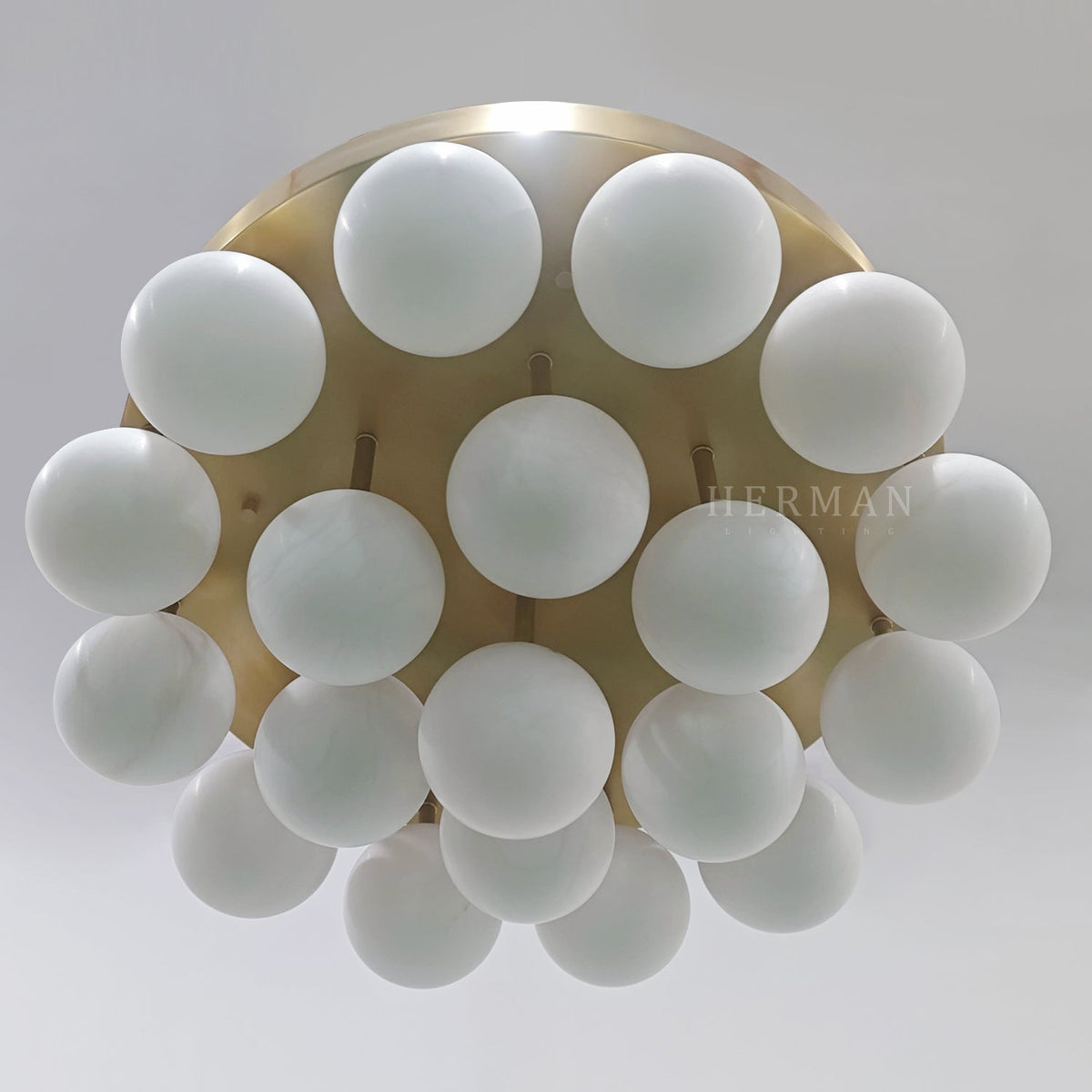 Alabaster Semi Flush Mount with Etched Opal Marble Shades