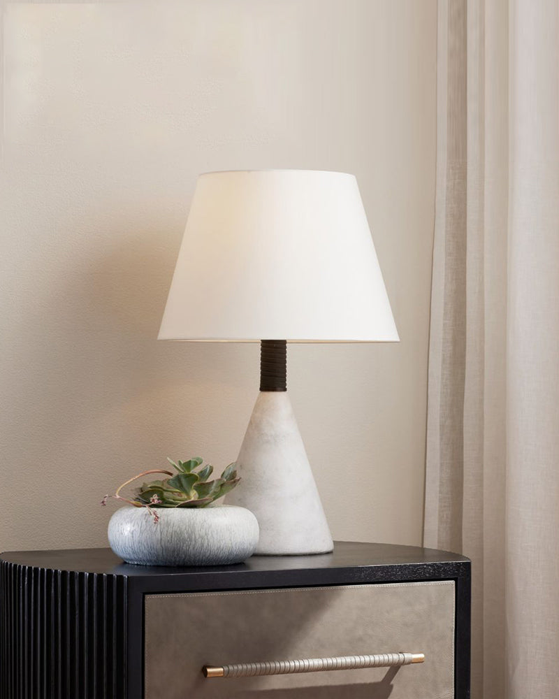 Art Design Arteriors Everly Alabaster Table Lamp Wide 15" with White Linen Fabric Lampshade