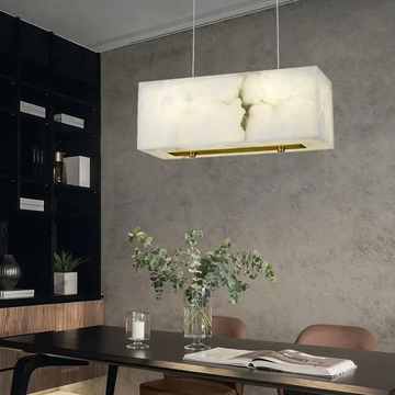 Alabaster Cuboid Dining Room Chandelier 17" L
