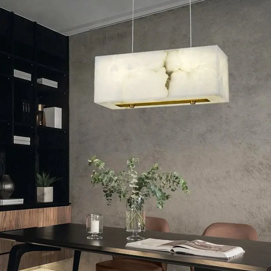 Alabaster Cuboid Dining Room Chandelier 17" L