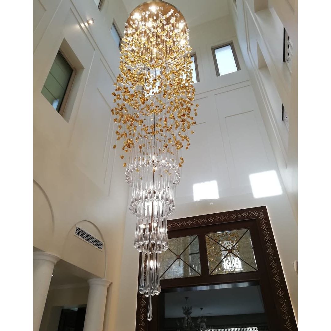 Lamer Lighting Azure Cascade Glass Chandelier - Background Shot