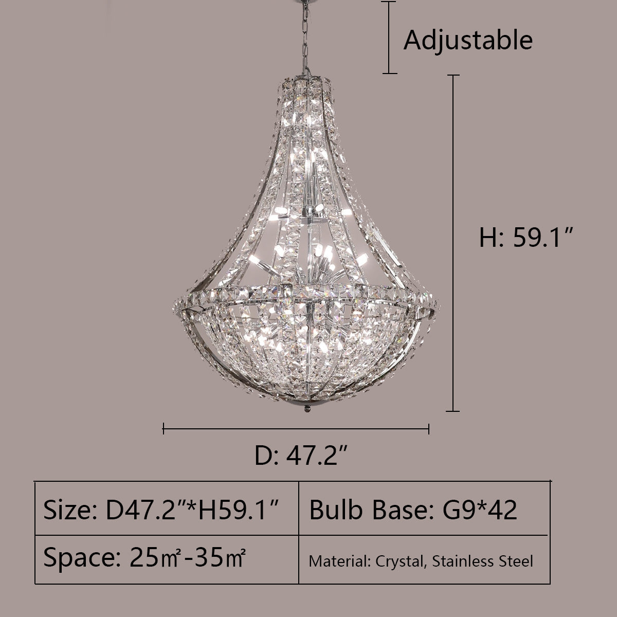 Lamer Lighting Grand Lumina K9 Crystal Chandelier - Background Shot