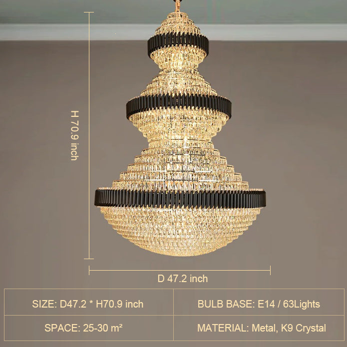 Lamer Lighting Grand Lumina Round Iron Crystal Chandelier - Background Shot