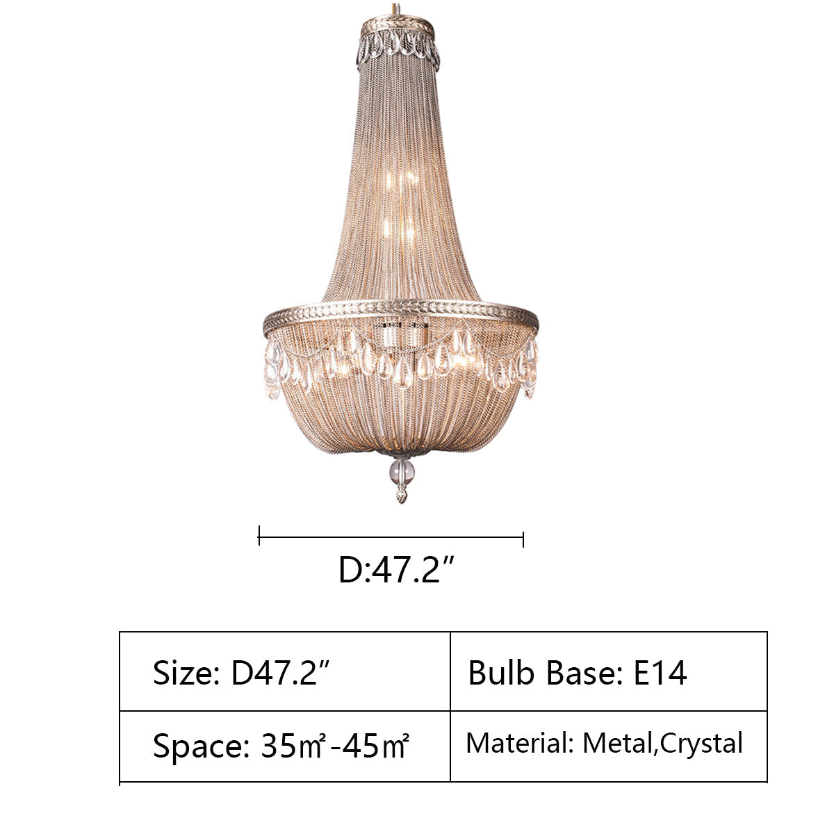 Lamer Lighting Grand Lumina Metal Art Crystal Chandelier - Background Shot