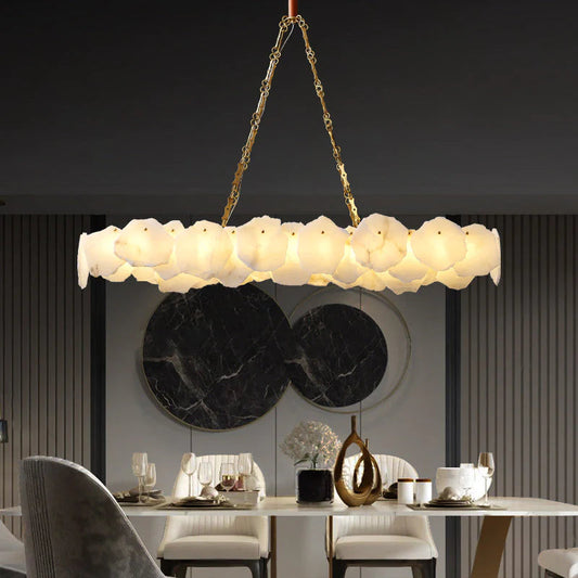 Lamer Lighting Aura Alabaster Linear Chandelier - upscale American kitchen