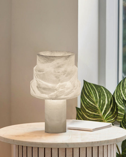 3 Ways Switch Dimmable Conial Alabaster Table Lamp 12in for bedroom