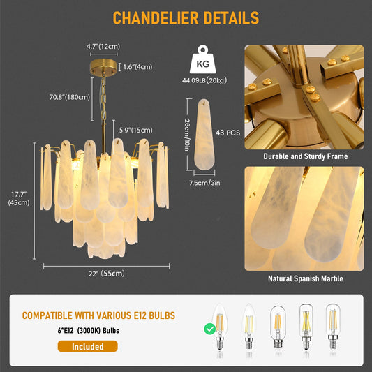 $5000+ Purchase Gift | Alabaster Chandelier 22"