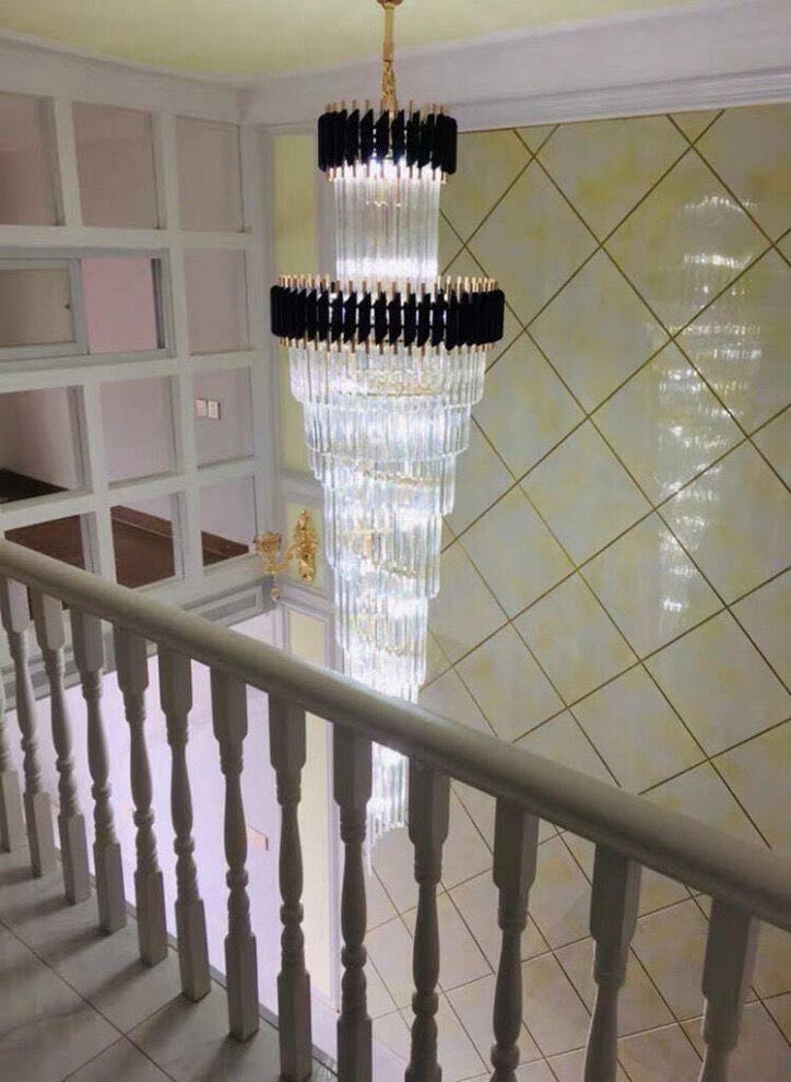 Lamer Lighting Grand Spiral Crystal Foyer Chandelier - Background Shot