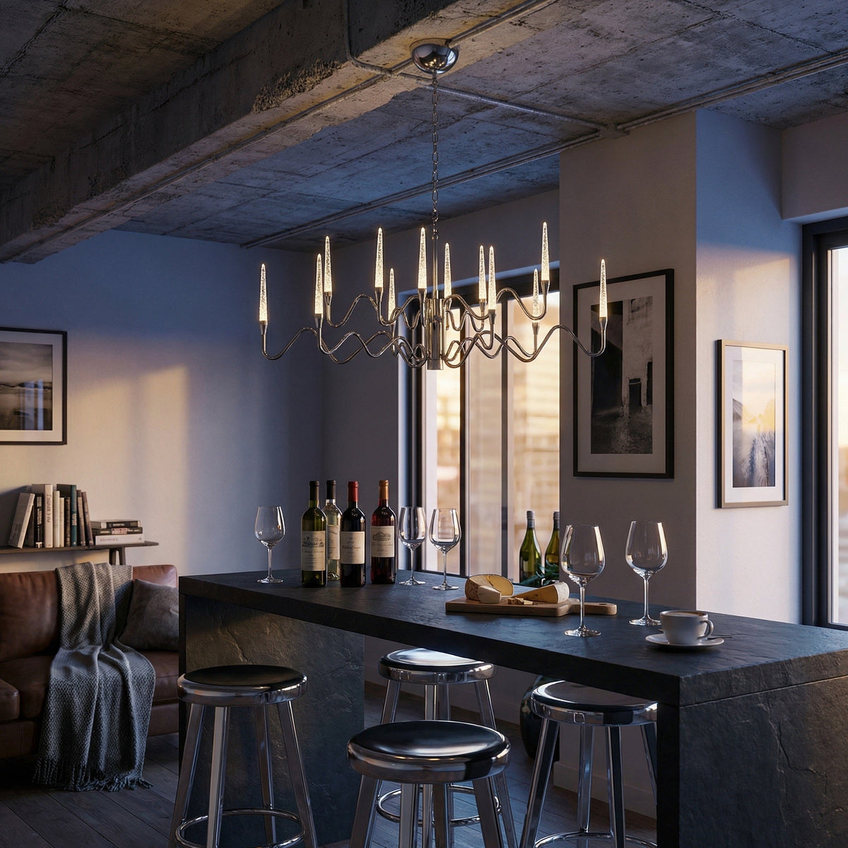 Modern Chandelier in a dining room