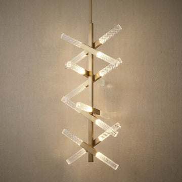 Modern Champagne Gold Glass Spiral Pendant Light