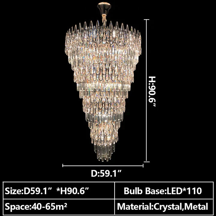 Lamer Lighting Grand Tiered Crystal Raindrop Chandelier - Background Shot