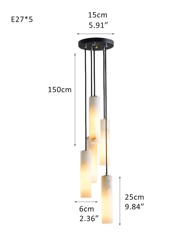 Elegant Lighting Linear Nature Stone 2" Wide Alabaster Chandelier