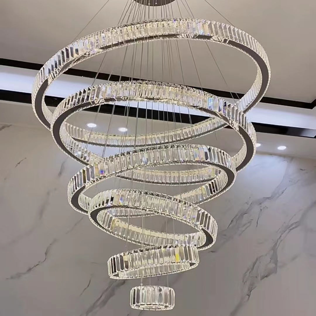 Lamer Lighting Radiant Aura Round LED Chandelier - grand American estate foyer