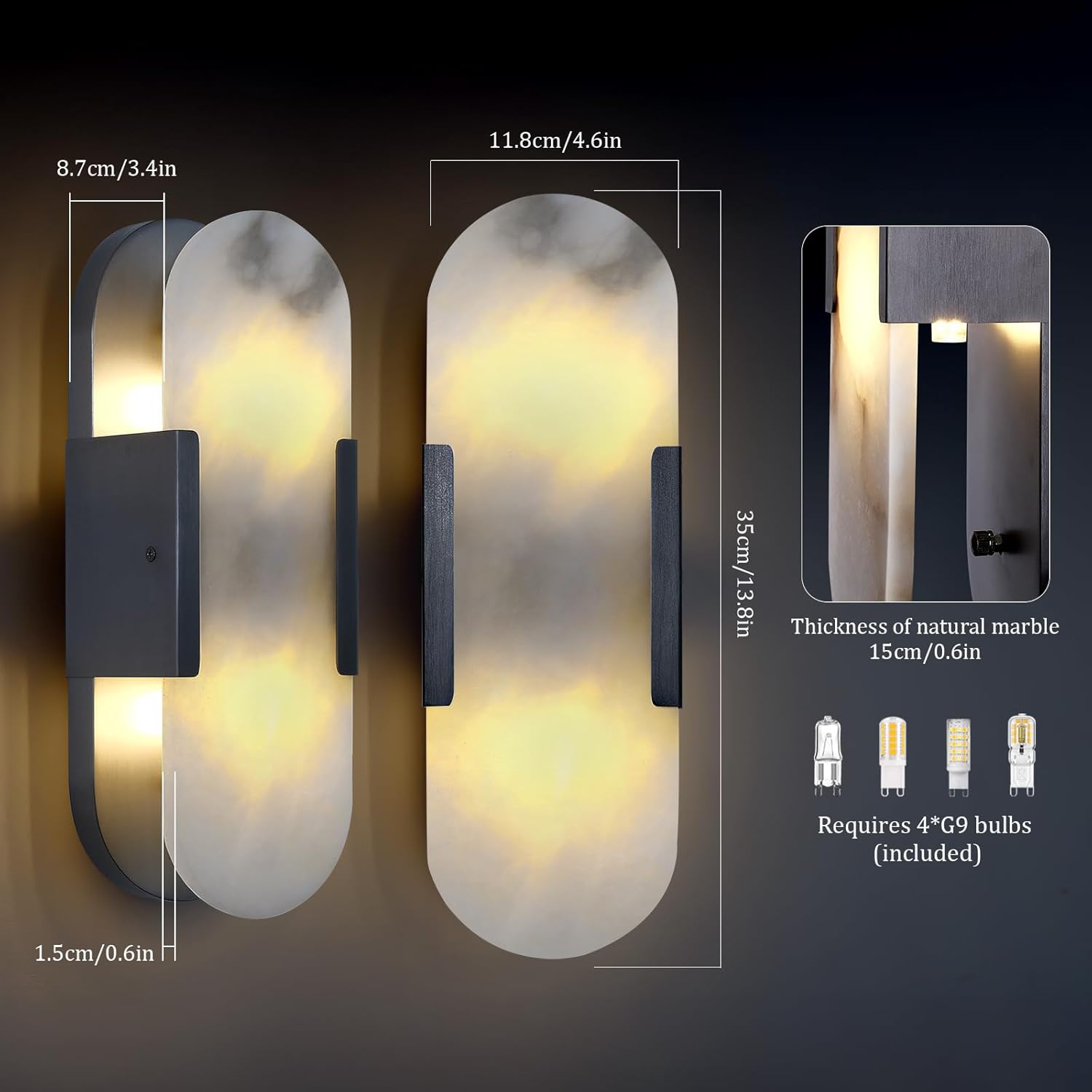 Trinidad Alabaster Wall Sconces 14" 20"