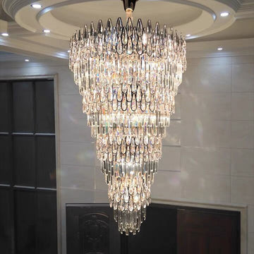 Lamer Lighting Grand Tiered Crystal Raindrop Chandelier - formal American dining room