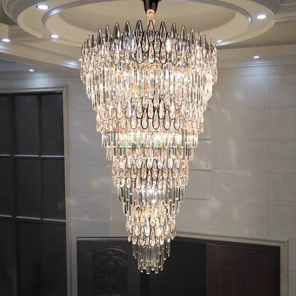 Lamer Lighting Grand Tiered Crystal Raindrop Chandelier - American ballroom or formal entertaining space