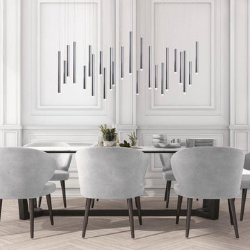 Bellini Rectangular Tubular Pendant Light Chandelier - Merlin Lamps