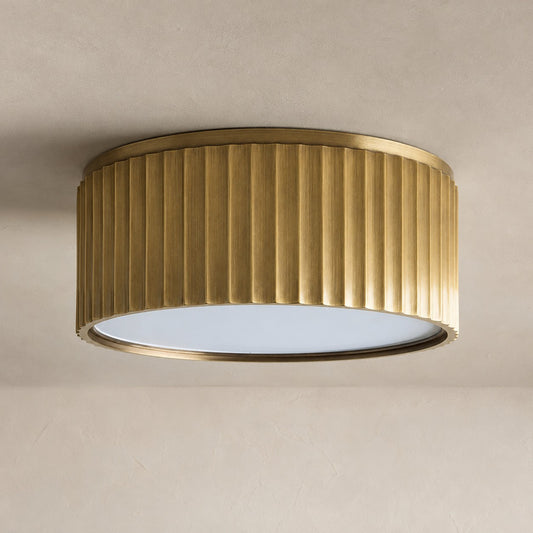Modern Polished Nickel Frosted Glass Flush Mount