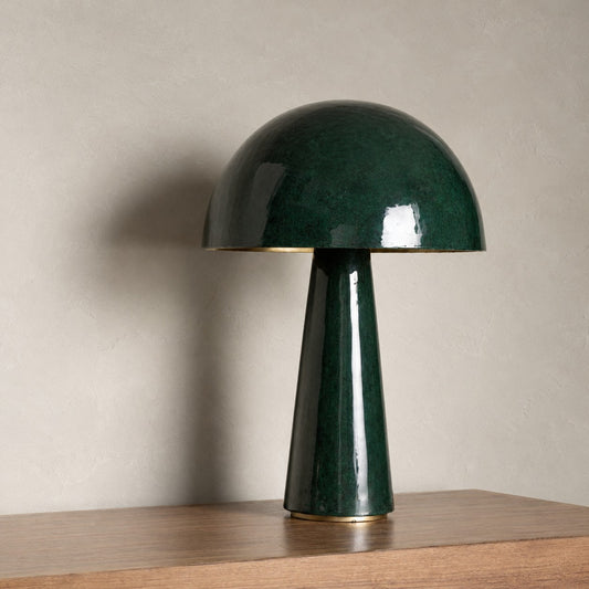 Contemporary Green Enamel Brass Table Lamp