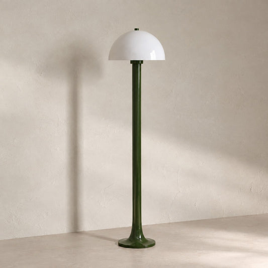 Contemporary Cream Metal Opal Glass Floor Lamp