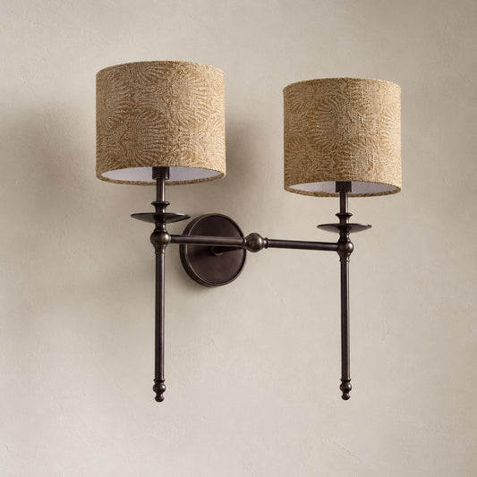 Traditional Bronze Fabric Double Wall Sconce