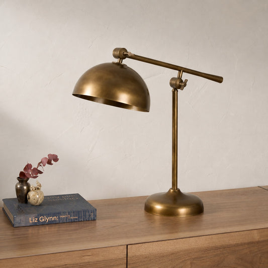 Industrial Antique Brass 1-Light Adjustable Task Table Lamp
