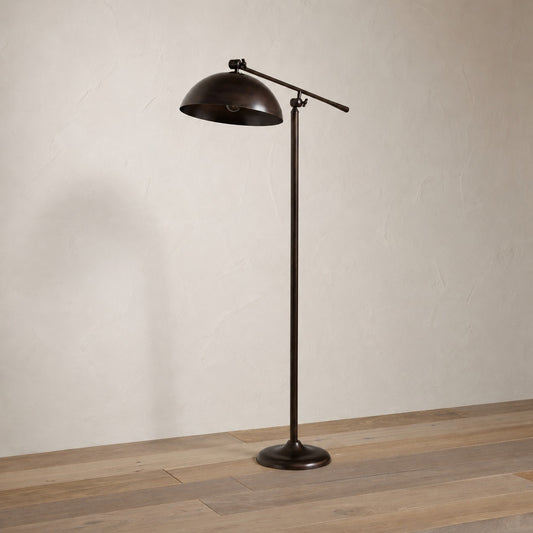 Industrial Bronze 1-Light Pivot Arm Task Floor Lamp