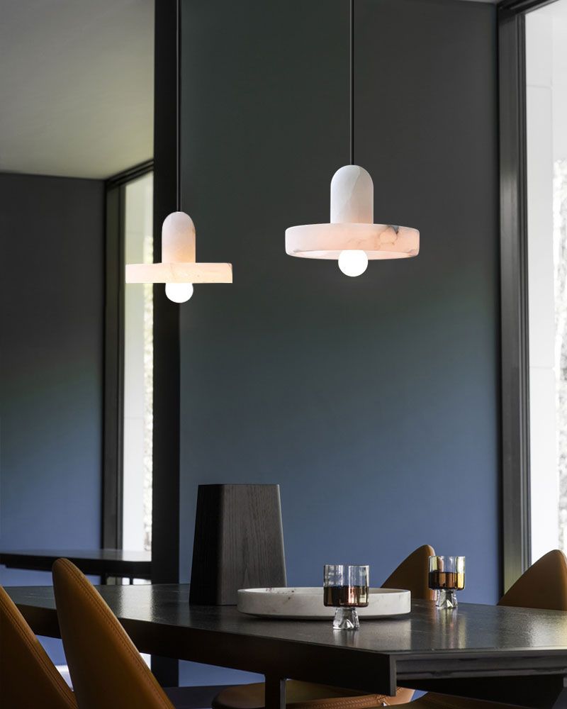White Alabaster Kitchen Island Pendant Lamp