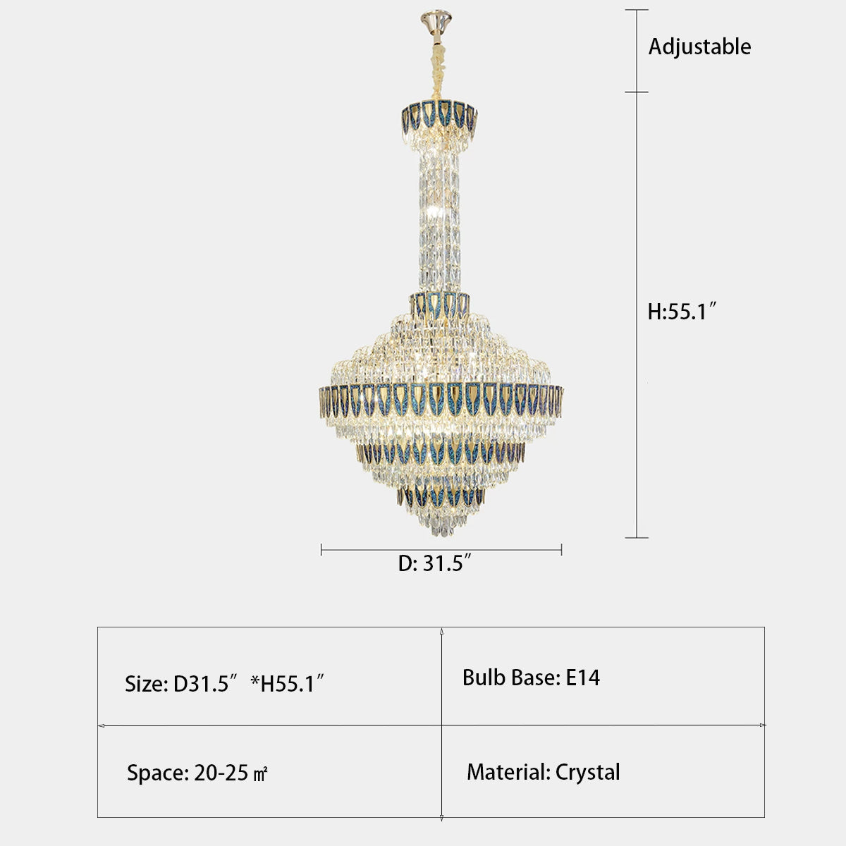 Lamer Lighting Grand Empire Tiered Crystal Chandelier - Background Shot