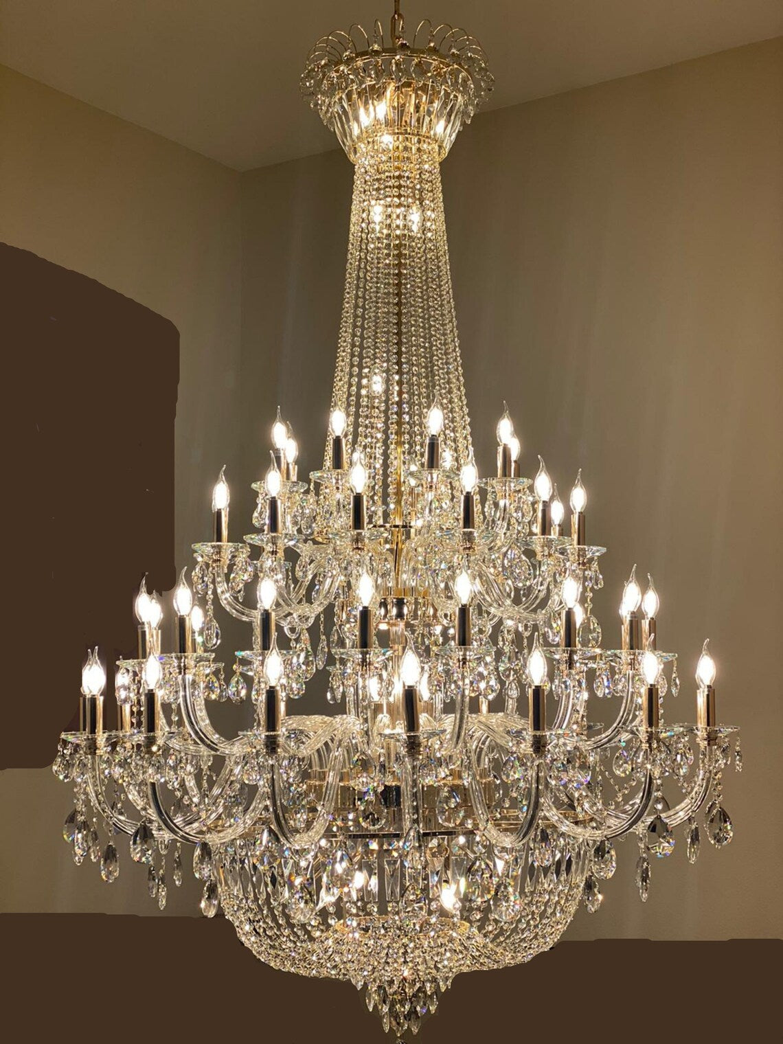 Lamer Lighting Grand Palais Multi-Tier K9 Crystal Chandelier - Background Shot