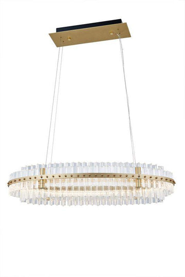 LA Aquinox 2-Tier Oval Crystal Ring LED Chandelier