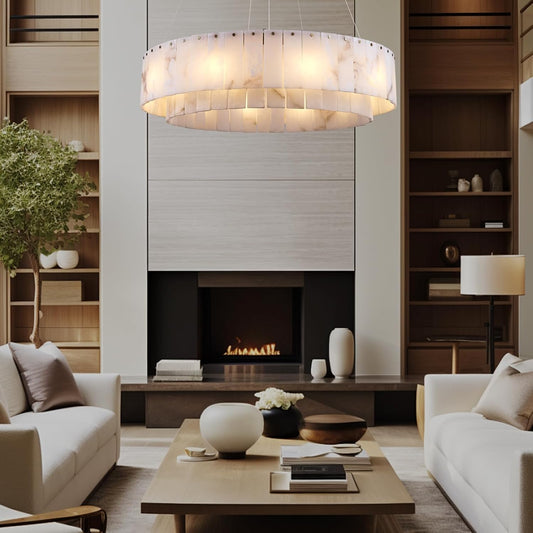 Celine Alabaster Round Chandelier 31" Fast Shipping
