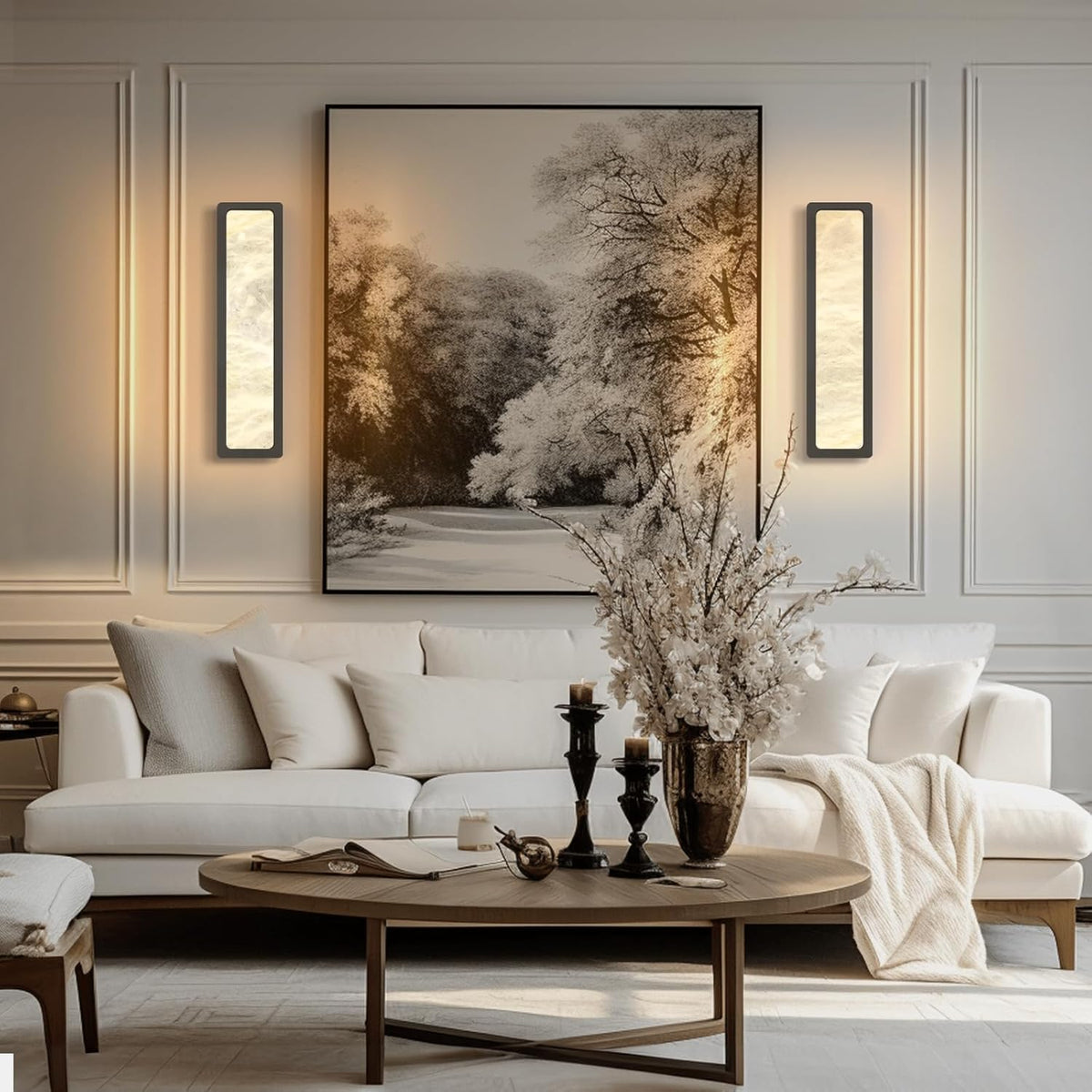 Melange Alabaster Rectangle Wall Sconces 20"