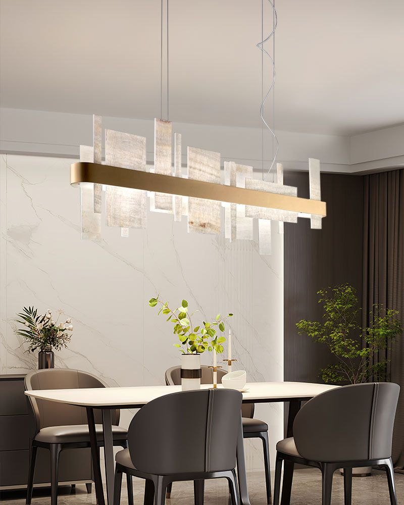 Long Cord Alabaster Ceiling Pendant Light Brushed Gold