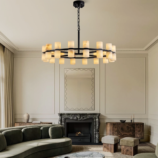 Alabaster Goblet Duo Tiered Pendant Light