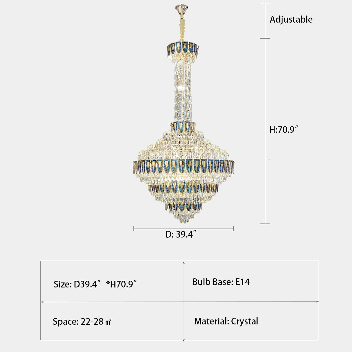 Lamer Lighting Grand Empire Tiered Crystal Chandelier - Background Shot