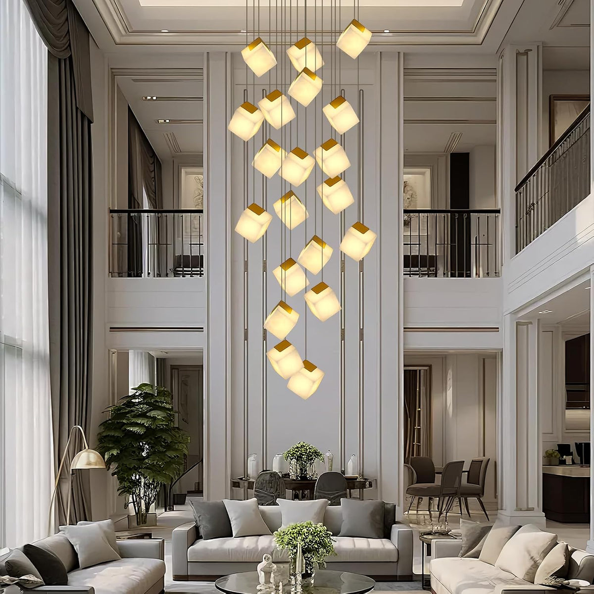 Emerson Alabaster-Box Round Chandelier 20" 24"