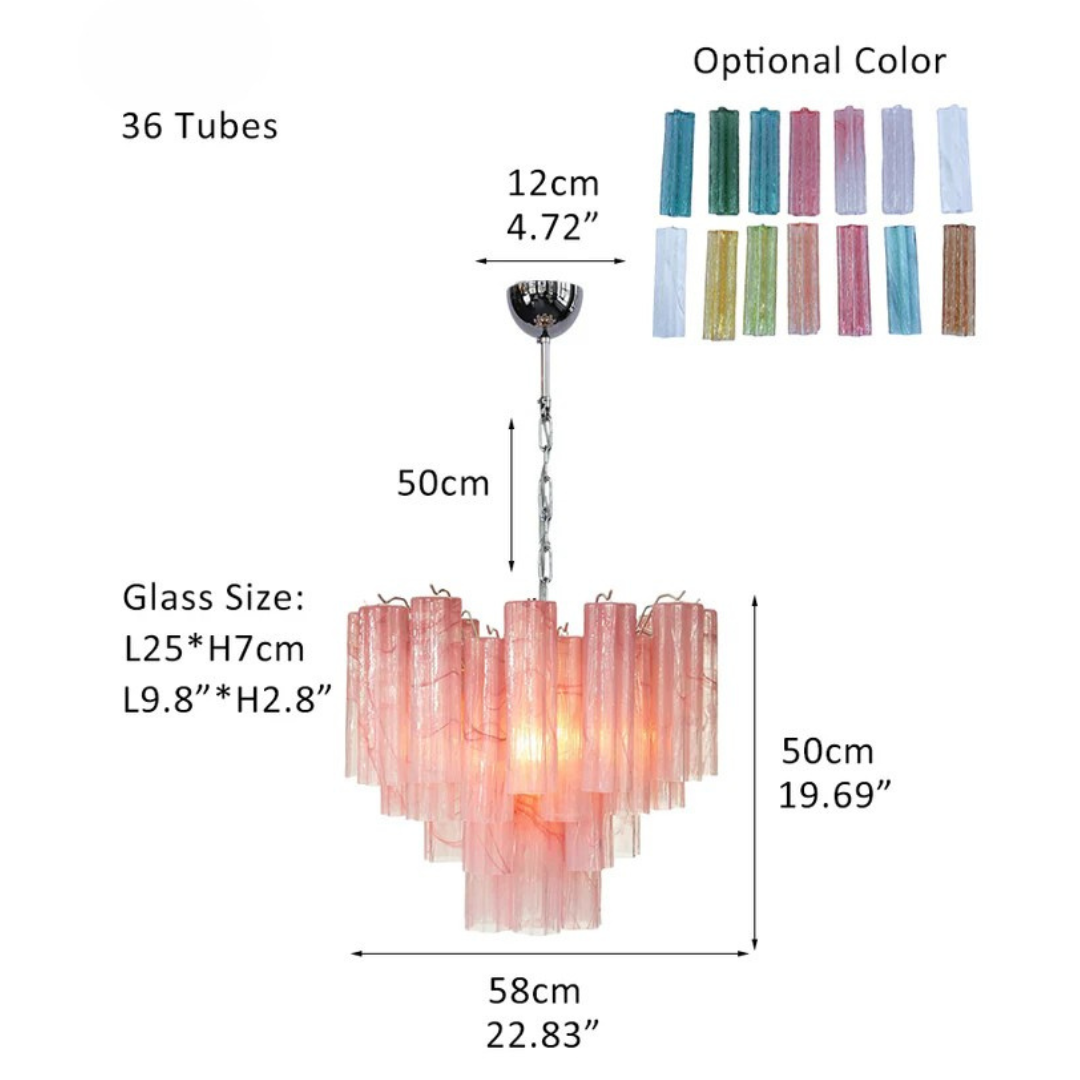 Murano Chandelier – 36 tubes – Alabaster Pink