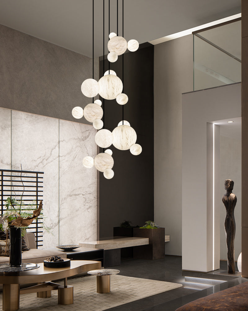 Minimalist Antique Alabaster Cluster Pendant Light Fixtures 6" Wide