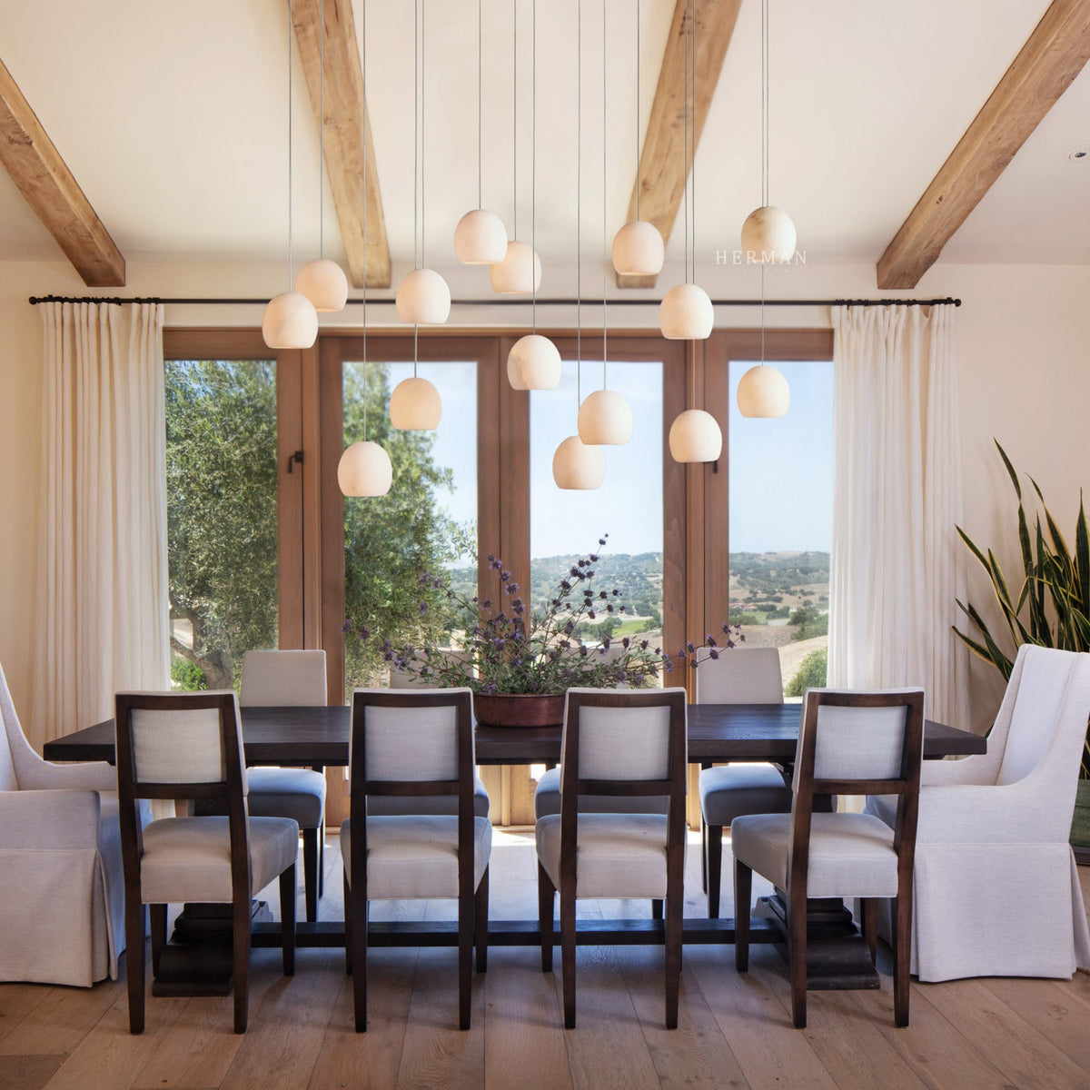 Arica Alabaster Linear Chandelier