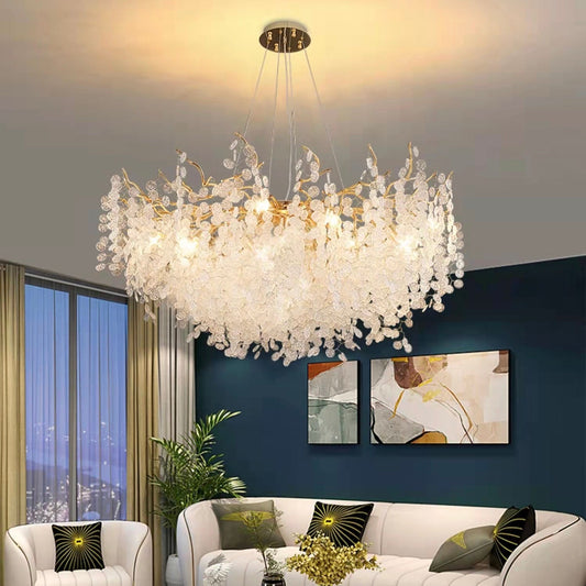 Frosted Leaf Branch Chandelier