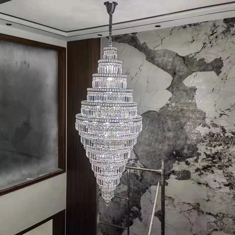 Lamer Lighting Grand Lumina Extra Large Round Crystal Chandelier - grand American estate foyer